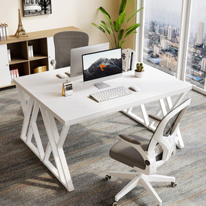 55 Inch Large Simple Industrial Computer Desk Study Writing Table Home Office Workstation,White