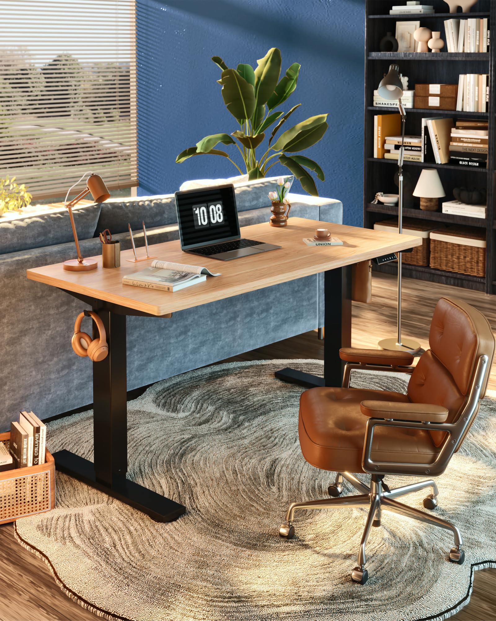 EN1 One-Piece Standing Desk, Electric Adjustable with 4 Memory Presets, 176 LBS Capacity, Stable & Quiet, Seamless Desktop for Home Office & Dual Monitors, 40"x24" Maple
