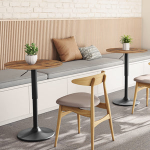 Bar Table, Height-Adjustable Round Pub Table 27-35.4 Inches with Sturdy Base, Modern Style, Easy to Assemble, Suitable for Small Space, Rustic and Black