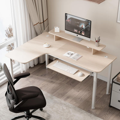 Adjustable Keyboard Tray Under Desk, 28x11 Inch Large Slide Out Keyboard & Mouse Platform Tray, Wooden Pull Out Computer Keyboard Drawer for Typing Home Office Desk, Maple