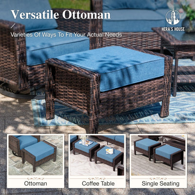 High Back Patio Furniture Set with Swivel Chairs, All Weather Outdoor Wicker Sofa Set, 6 Pieces Patio Conversation Sets with 5.5