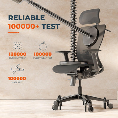 Ergonomic Office Chair Swivel Computer Chair Home Office Desk Chairs with Lumbar Support/2D Headrest/300lbs Heavy Duty/Lockable Back,Mesh Seat Cushion,ErgoChair Pro, Gray