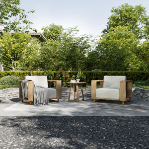 2 Pieces Patio Furniture Set, Outdoor Rattan Wicker Armchairs Set of 2, All Weather Patio Conversation Set with 5.3