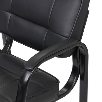 Set of 3, Office Guest Chair Bonded Leather Executive Side Chair Reception Chair W/Solid Metal Frame Home Office Furniture