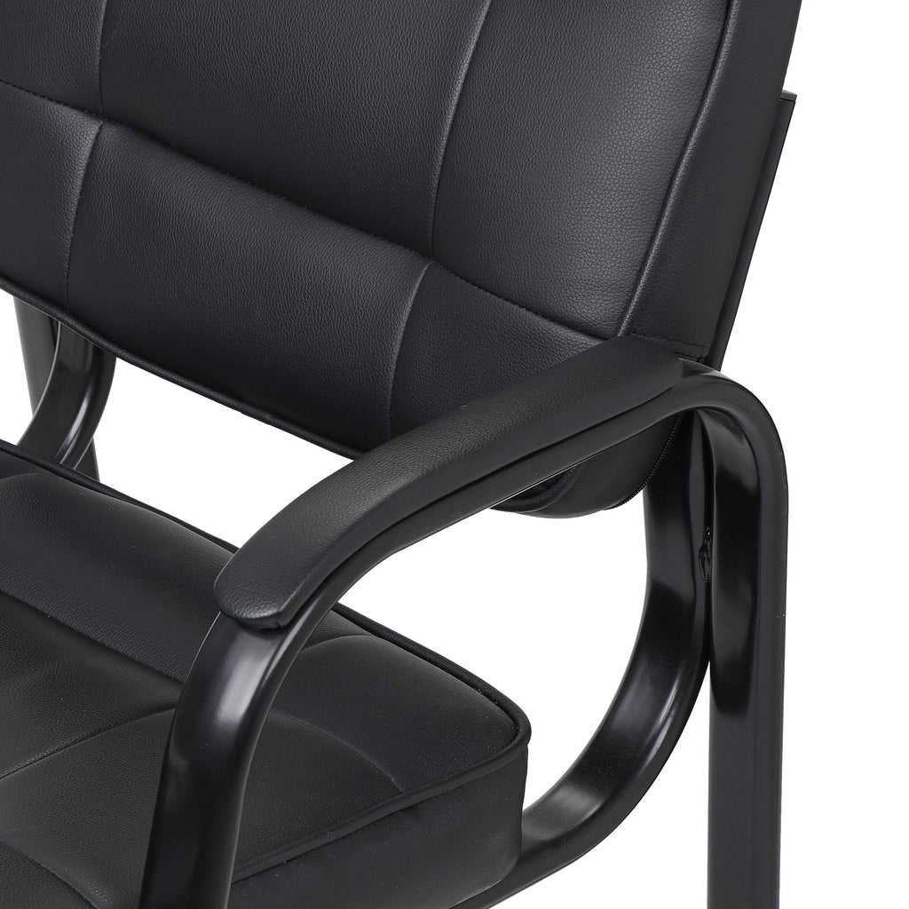 Office Guest Chair Bonded Leather Executive Side Chair Reception Chair with Solid Metal Frame Home Office Furniture, Set of 4, Black