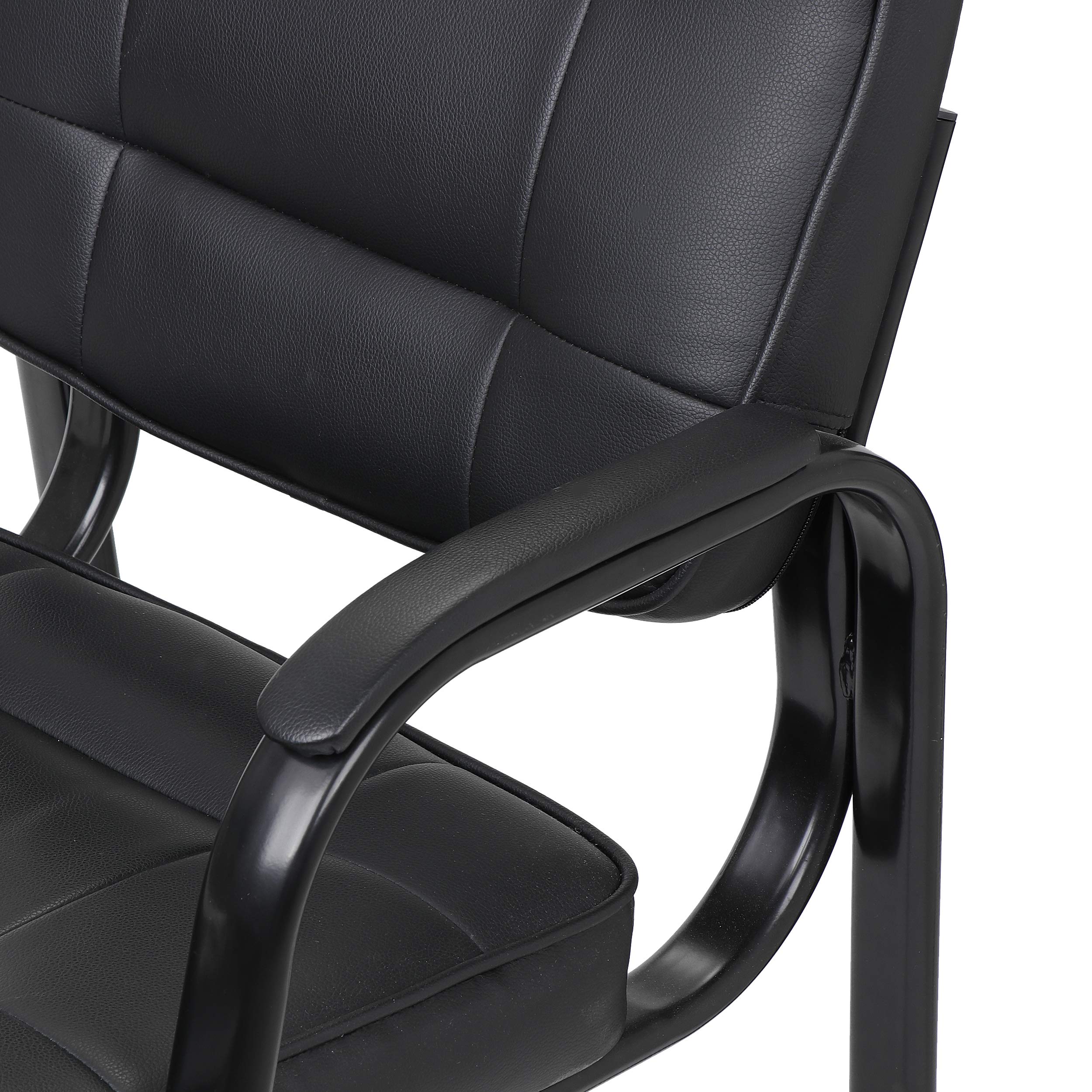 Office Guest Chair Bonded Leather Executive Side Chair Reception Chair with Solid Metal Frame Home Office Furniture, Set of 4, Black