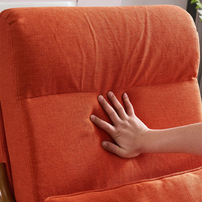 High Back Linen Burnt Orange Mid Century Modern Accent Chair, Soild Wood Padding Lounge Armchairs Side Sitting Chairs for Living Room, Bedroom, Guest Room