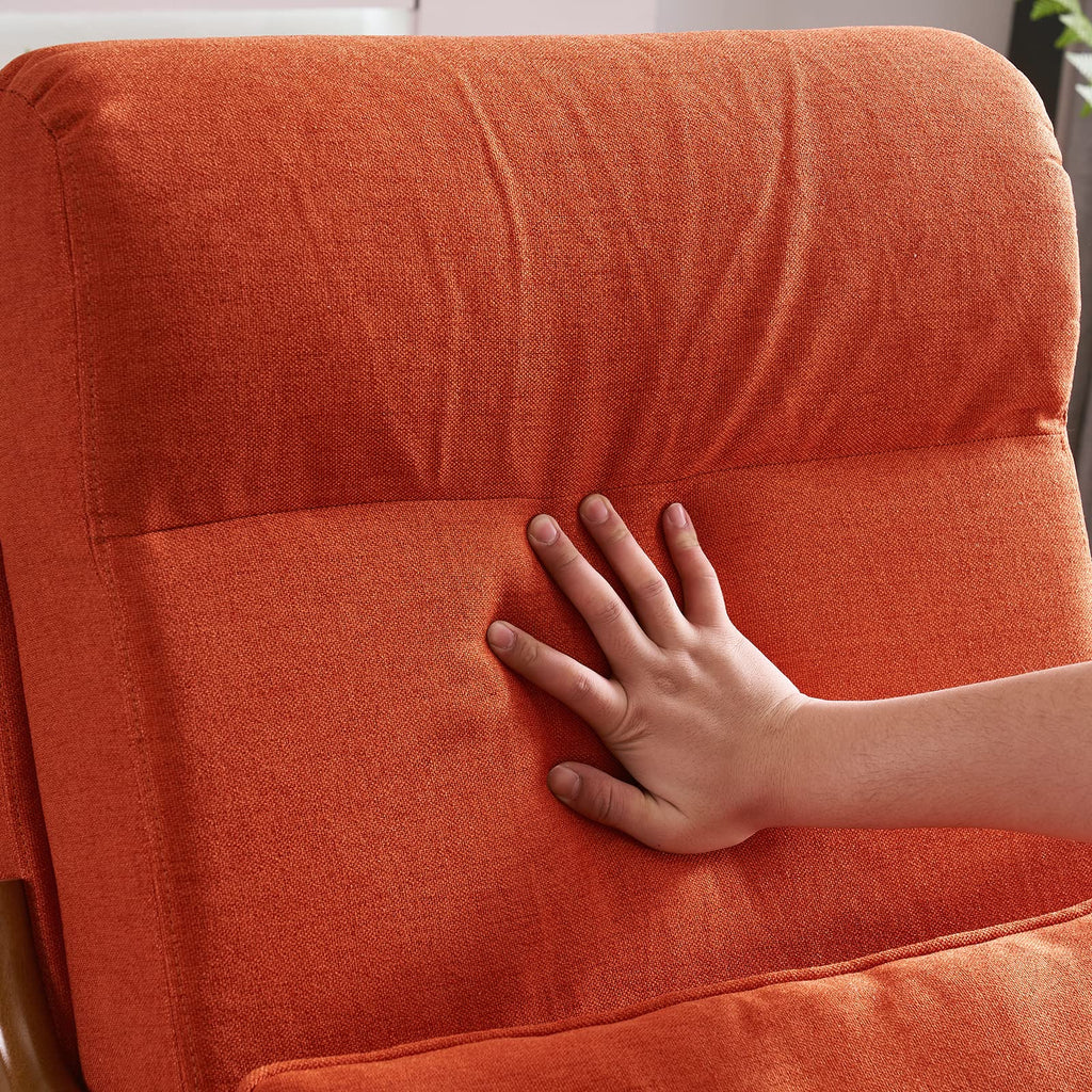 High Back Burnt Orange Accent Chairs Set of 2, Upholstered Mid Century Modern Lounge Chairs Reading Chairs Side Sitting Chair Solid Wood Farmhouse Armchairs for Living Room, Bedroom, Guest Room