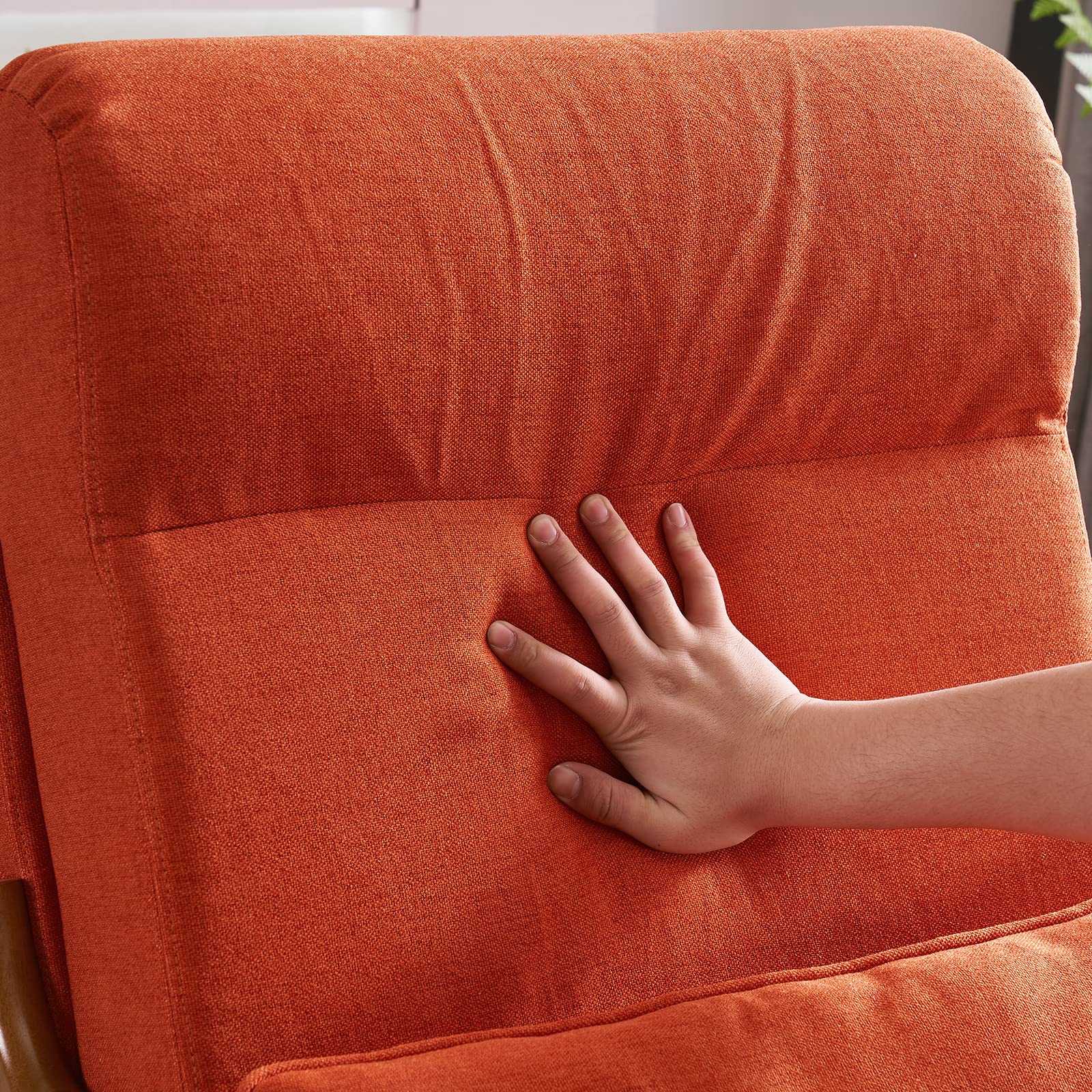 High Back Burnt Orange Accent Chairs Set of 2, Upholstered Mid Century Modern Lounge Chairs Reading Chairs Side Sitting Chair Solid Wood Farmhouse Armchairs for Living Room, Bedroom, Guest Room