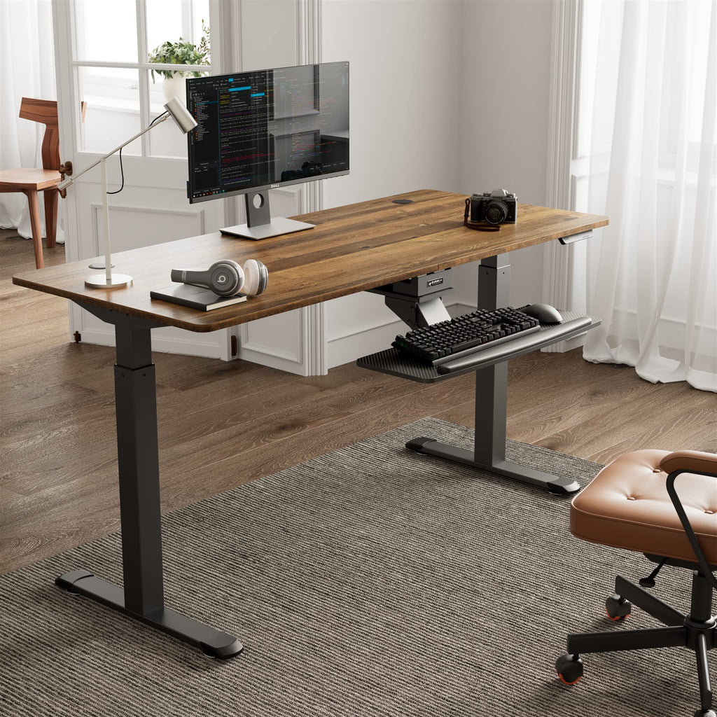 Height Adjustable Mouse & Keyboard Tray Under Desk, 28x10'' Large Slide Out Swivel Tilt Computer Keyboard Drawer with Mouse Pad for Gaming Home Office Desk, Dual Mount