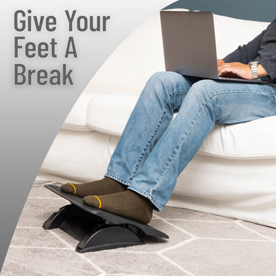 Foot Rest, Under Desk at Work, Ergonomic, Height Adjustable, Office, Plastic, Black