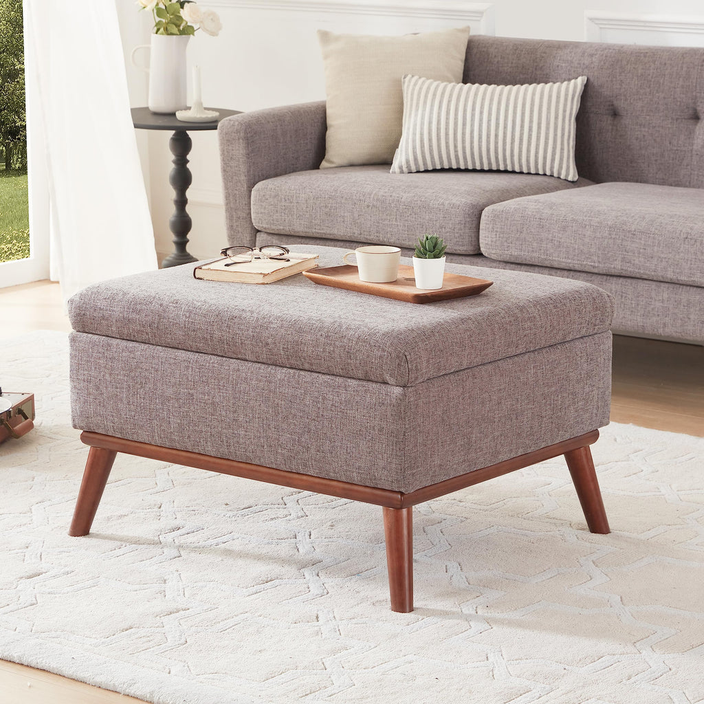 65" W Loveseat Sofa with Ottoman Coffee Table, Mid Century Modern Decor Love Seat Couches and Ottoman with Storage for Living Room, Button Tufted Upholstered Love Seats Furniture Set, Grey