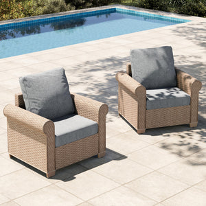 Patio Furniture Set, 2 Pieces Outdoor Wicker Chairs with Widened 5.9