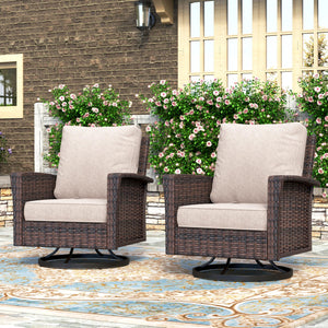 Outdoor Furniture, 2 x High Back Swivel Patio Chairs with 5.5