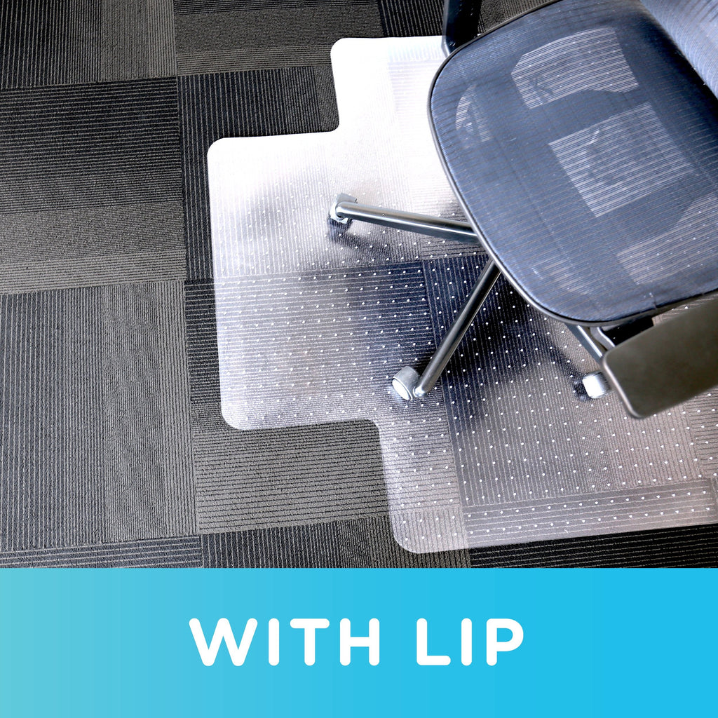 Office Chair Mat for Low‑Pile Carpet – 46" x 60" Clear Desk Floor Protector with Lip, Smooth Glide PVC