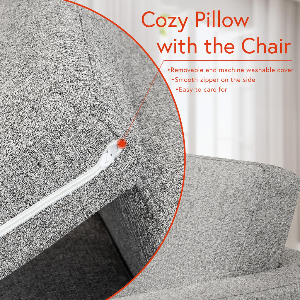 Modern Metal Frame Accent Chair| Home Décor|Accent Chairs for Living Room & Bedroom - Sustainable Gray Woven