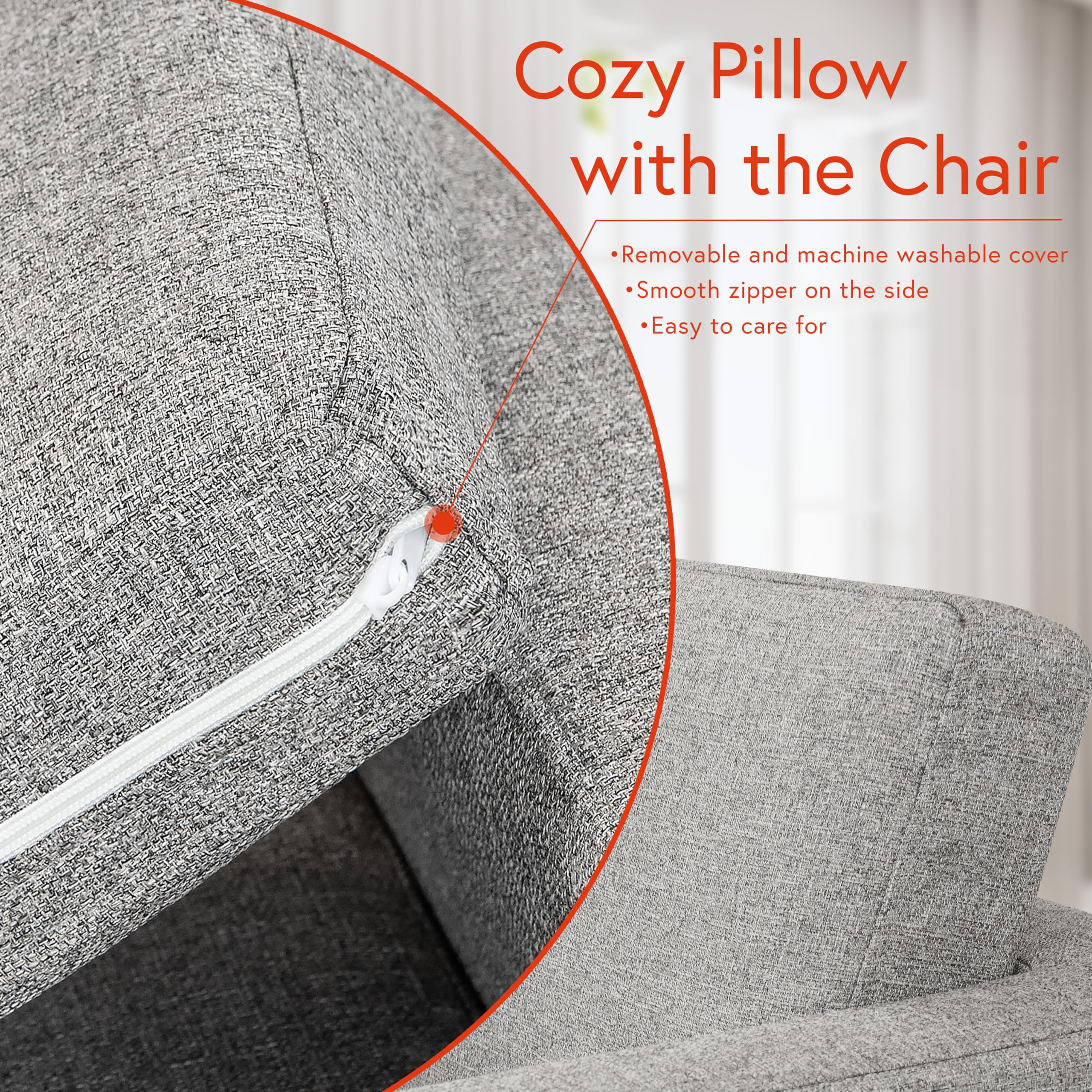Modern Metal Frame Accent Chair| Home Décor|Accent Chairs for Living Room & Bedroom - Sustainable Gray Woven