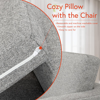 Modern Metal Frame Accent Chair| Home Décor|Accent Chairs for Living Room & Bedroom - Sustainable Gray Woven