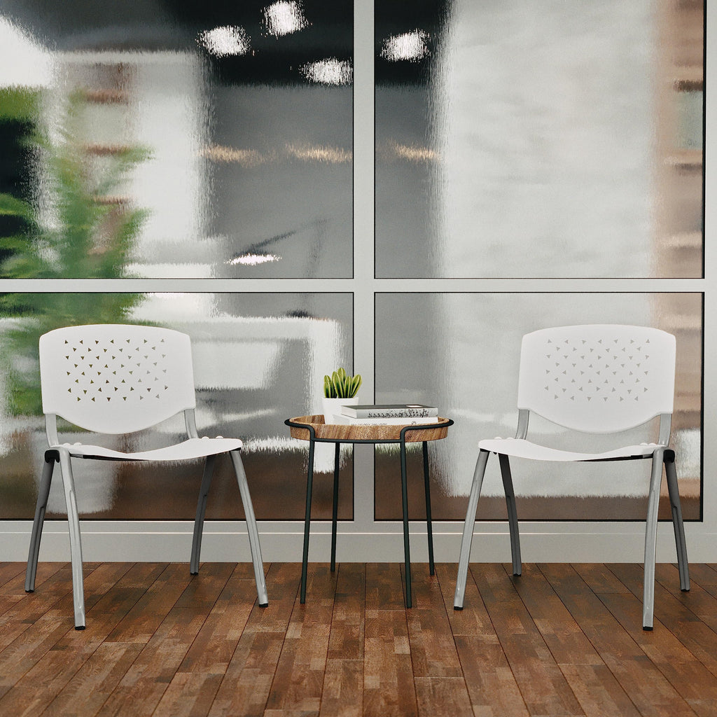 HERCULES -5 Pack 880 lb. Capacity White Plastic Stack Chair | Comfortable Seating with Durable Design
