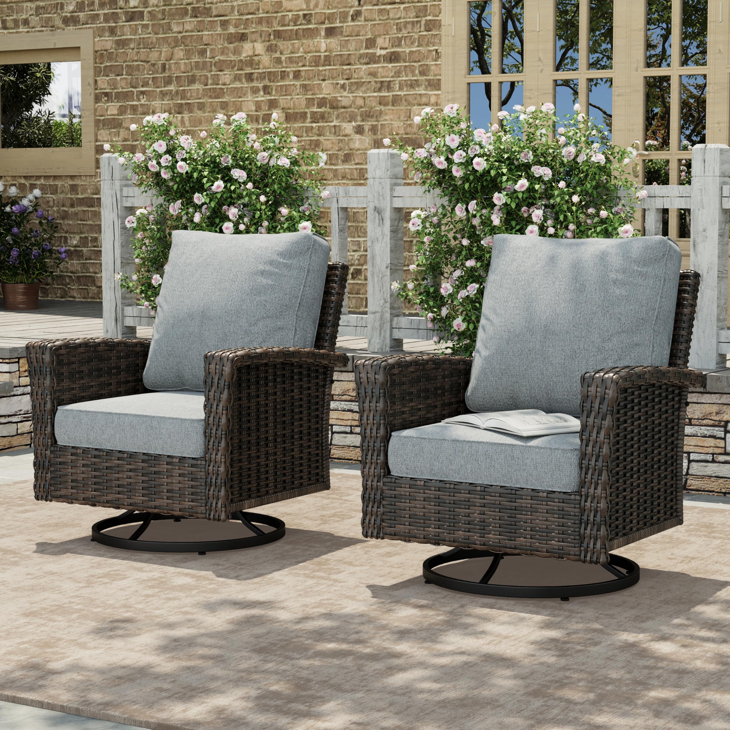 High Back Outdoor Swivel Chairs with 5.5