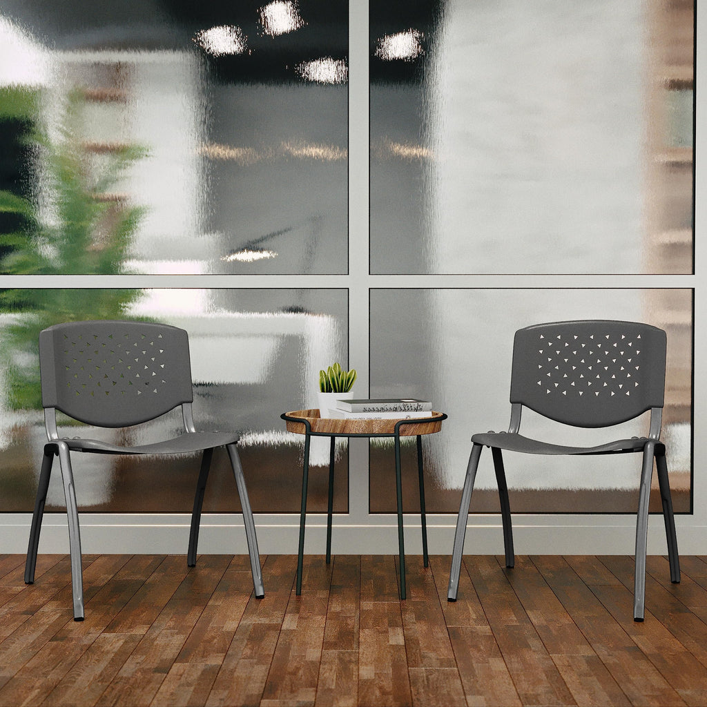 HERCULES -5 Pack 880 lb. Capacity Gray Plastic Stack Chair | Comfortable Seating with Durable Design
