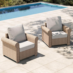 Patio Furniture Set, 2-Piece Outdoor Wicker Chairs with Widened 5.9